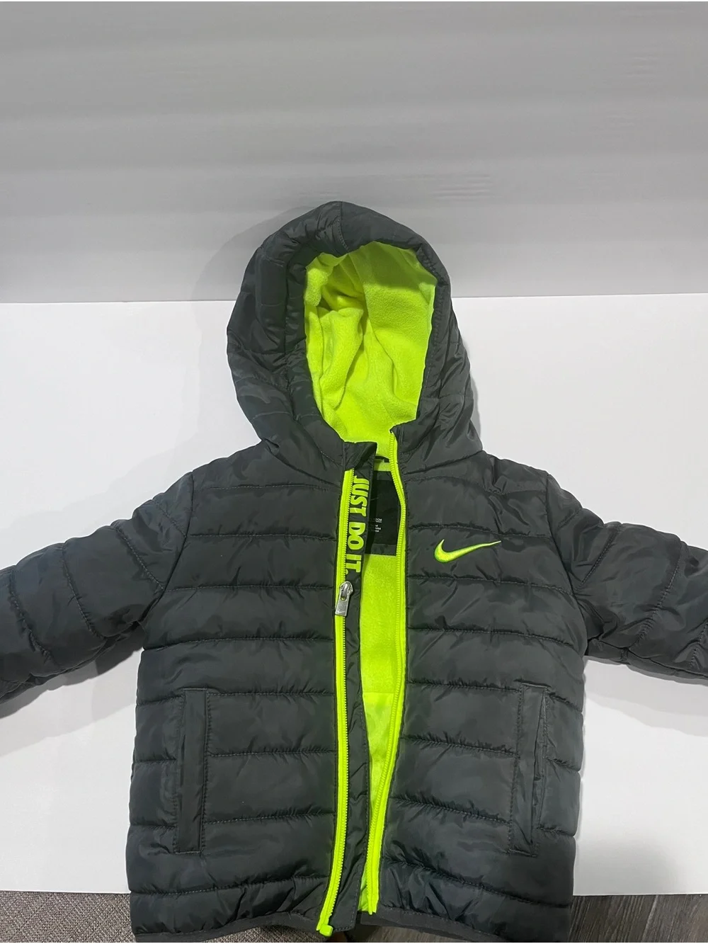 Nike Charcoal Grey Jacket with Neon Green Interior